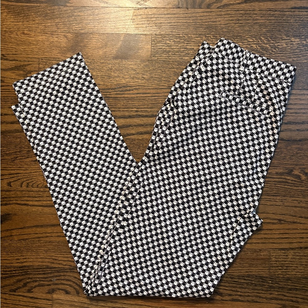 Betabrand NEW DPYP Black White Houndstooth “Catstooth” Straight Leg Pants L